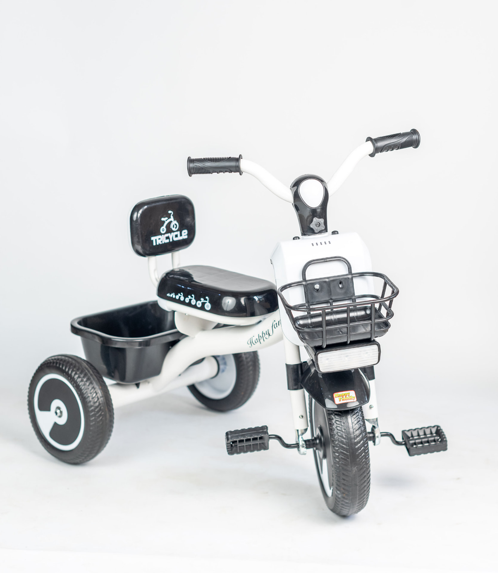 Baby Tricycle, White, three quarter view