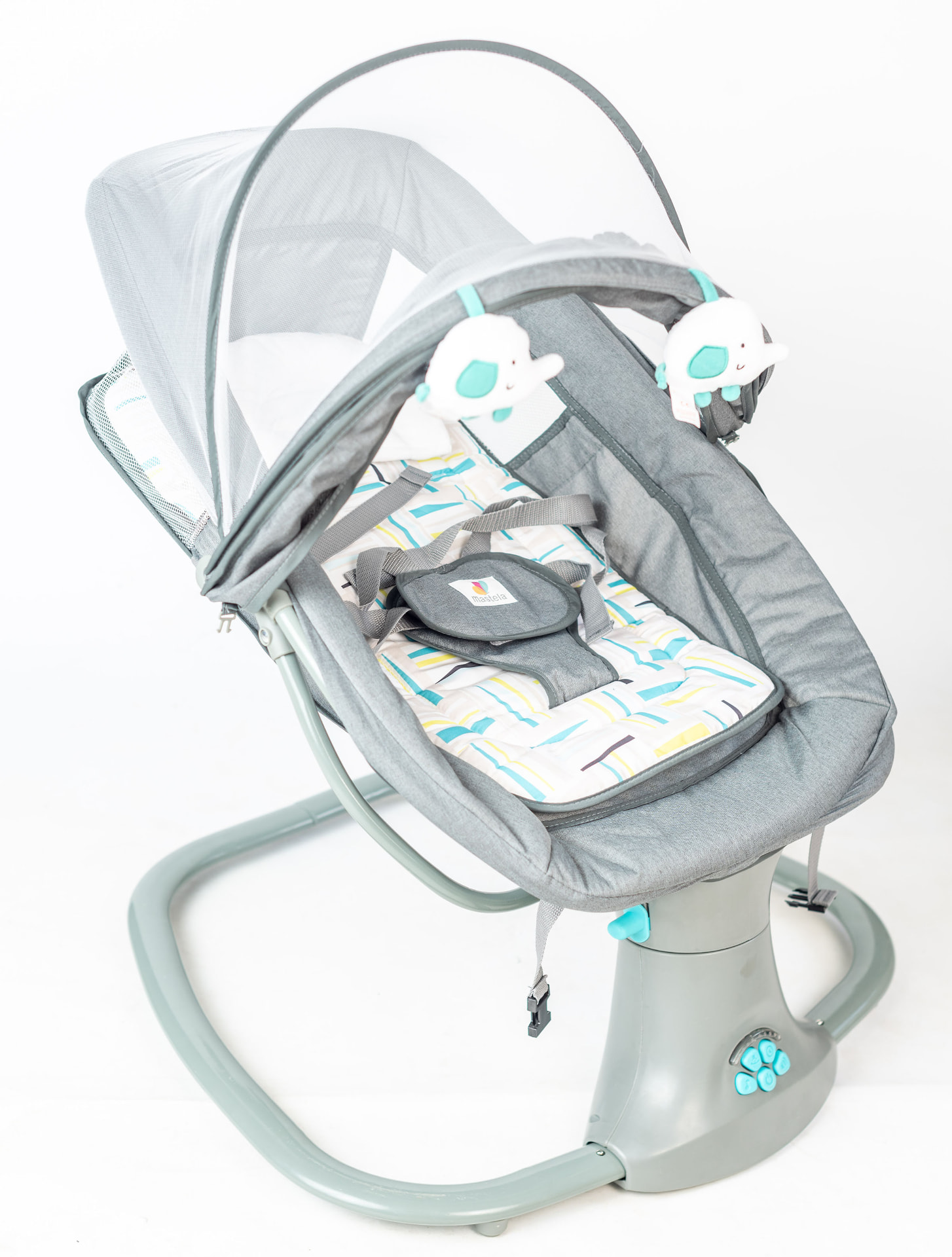 Mastela Cradle, Grey, three quarter view